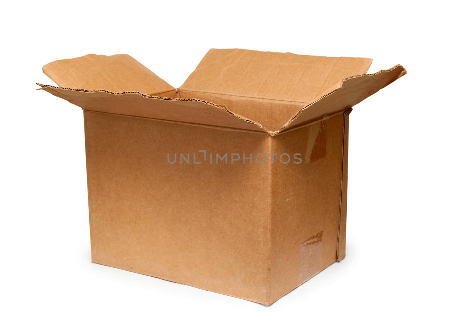 Cardboard box on a white background close up