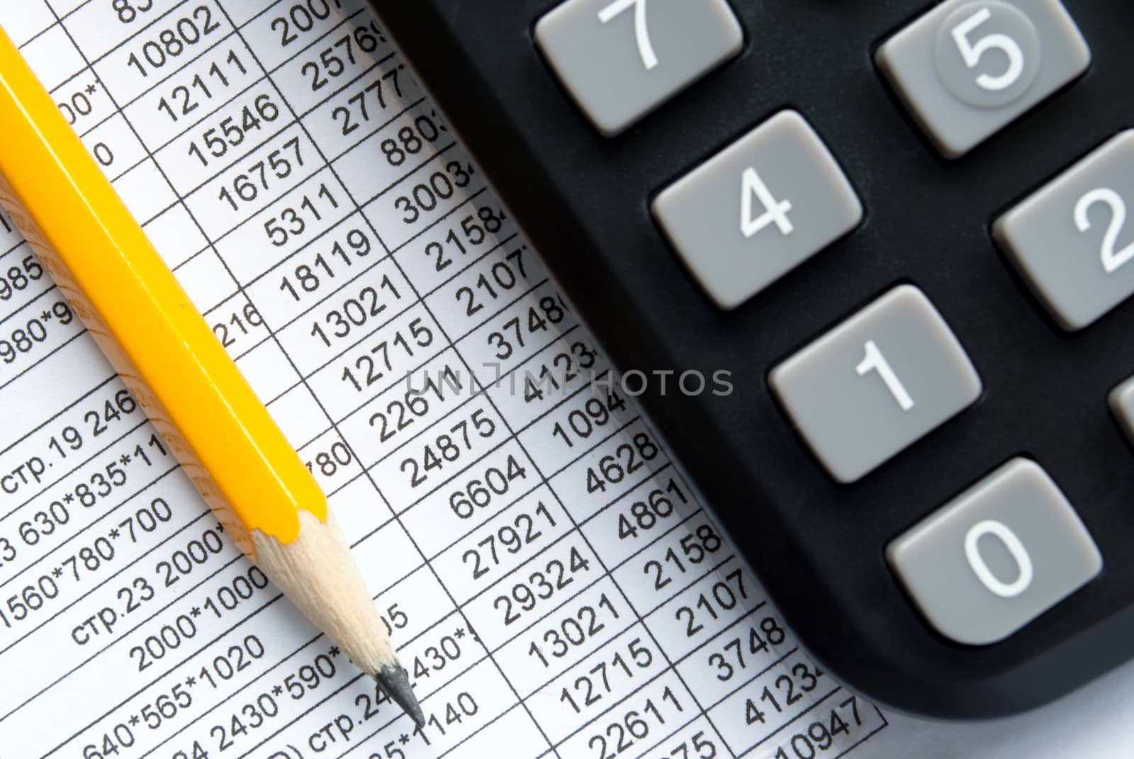 calculator and stationery items on the table