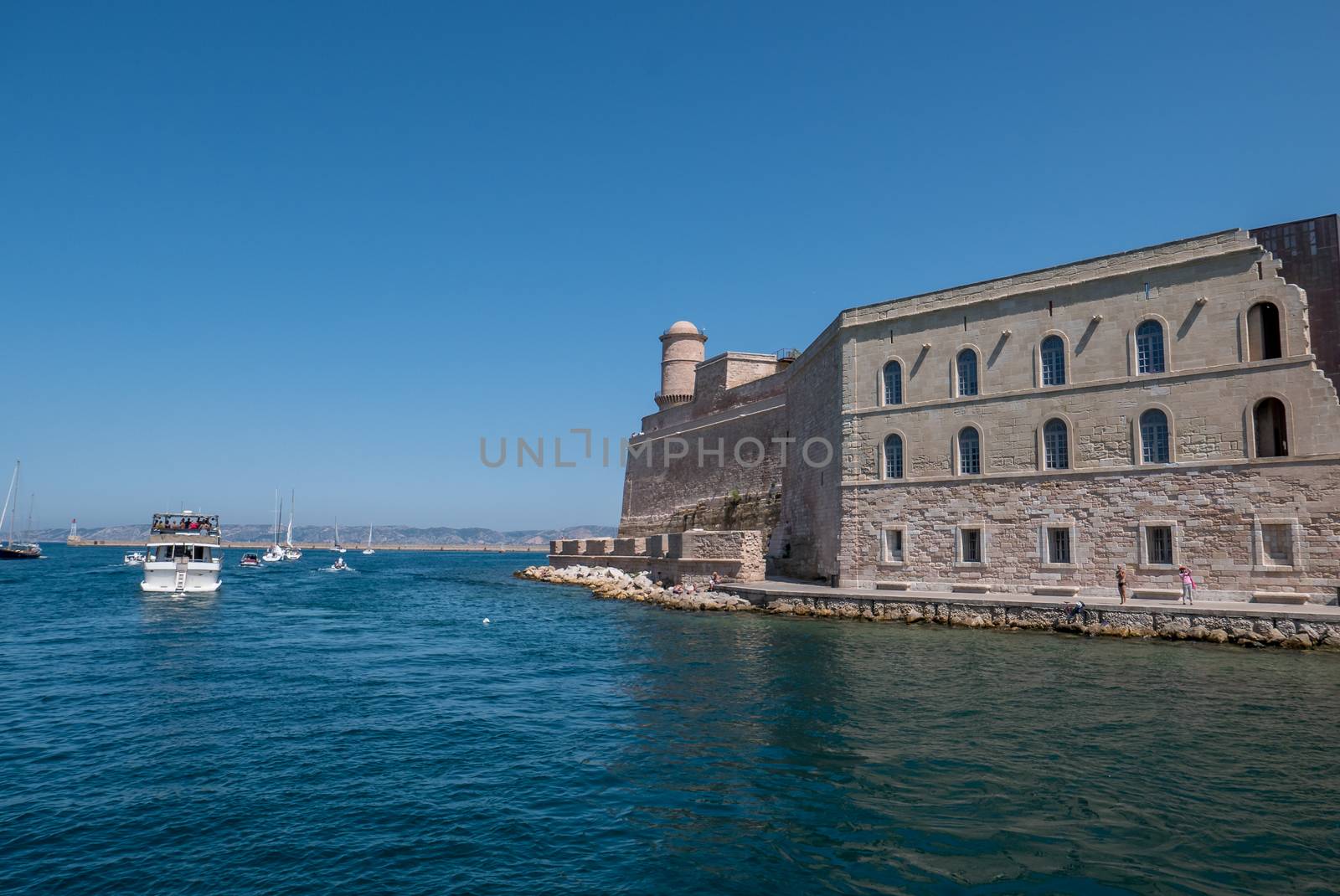 entrance to the old port of Marseille, France. boat ride