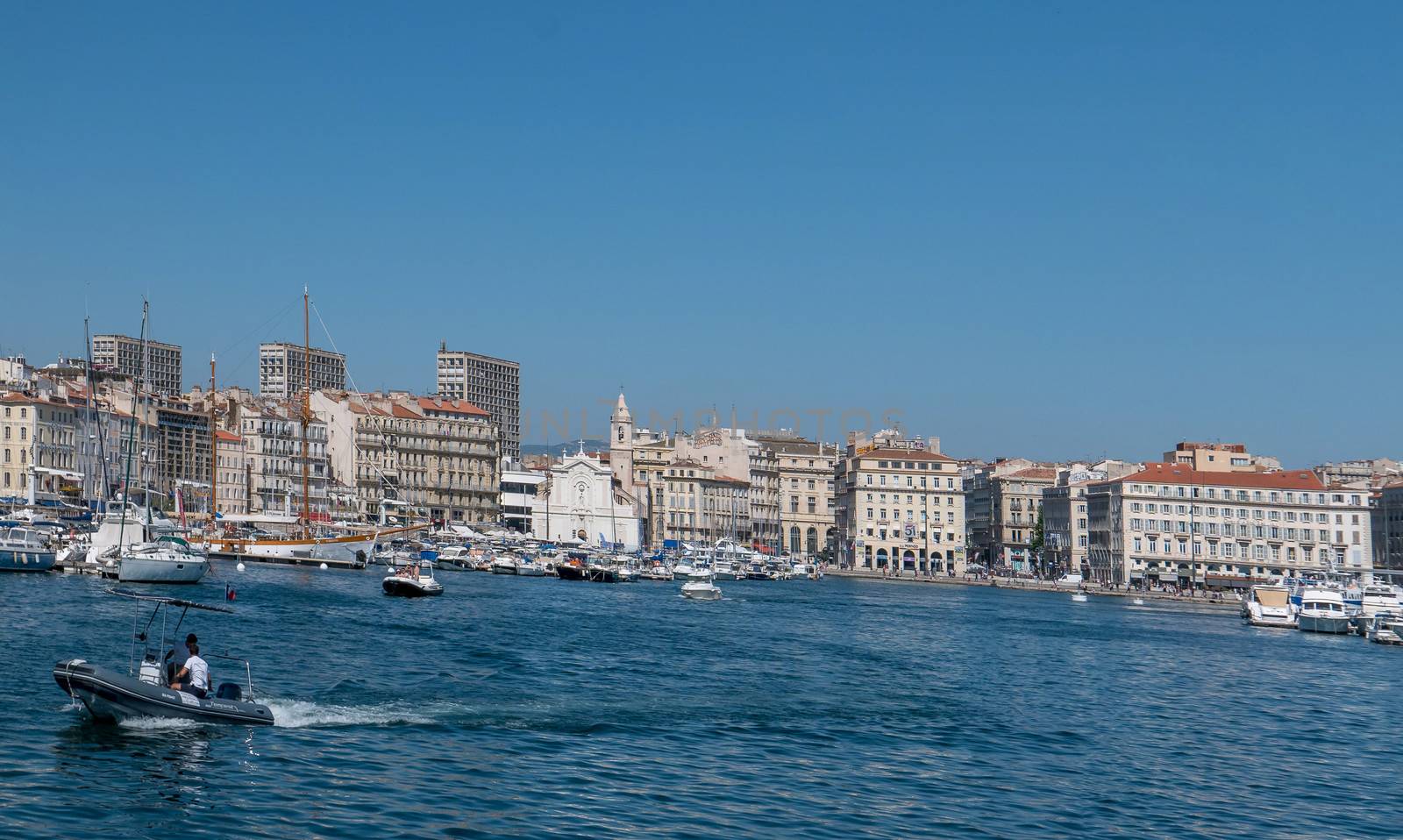entrance to the old port of Marseille, France. boat ride