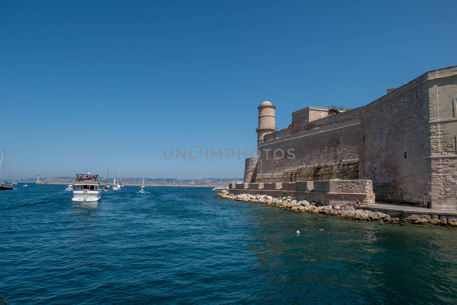 entrance to the old port of Marseille, France. boat ride