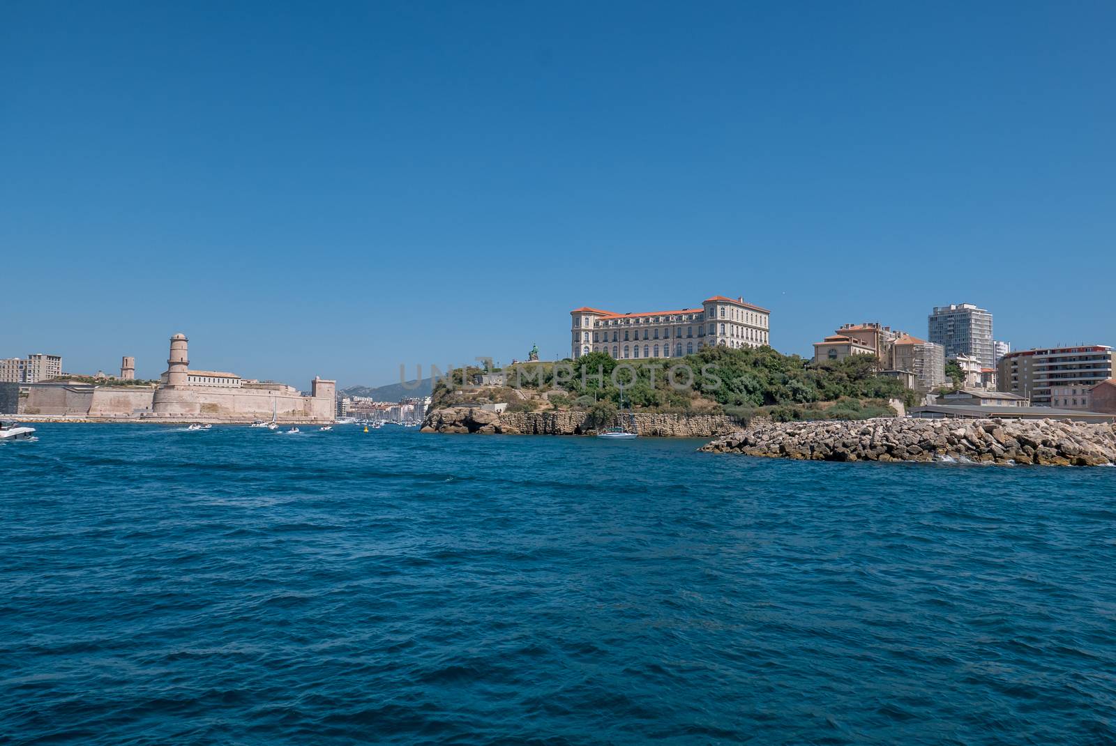 entrance to the old port of Marseille, France. boat ride