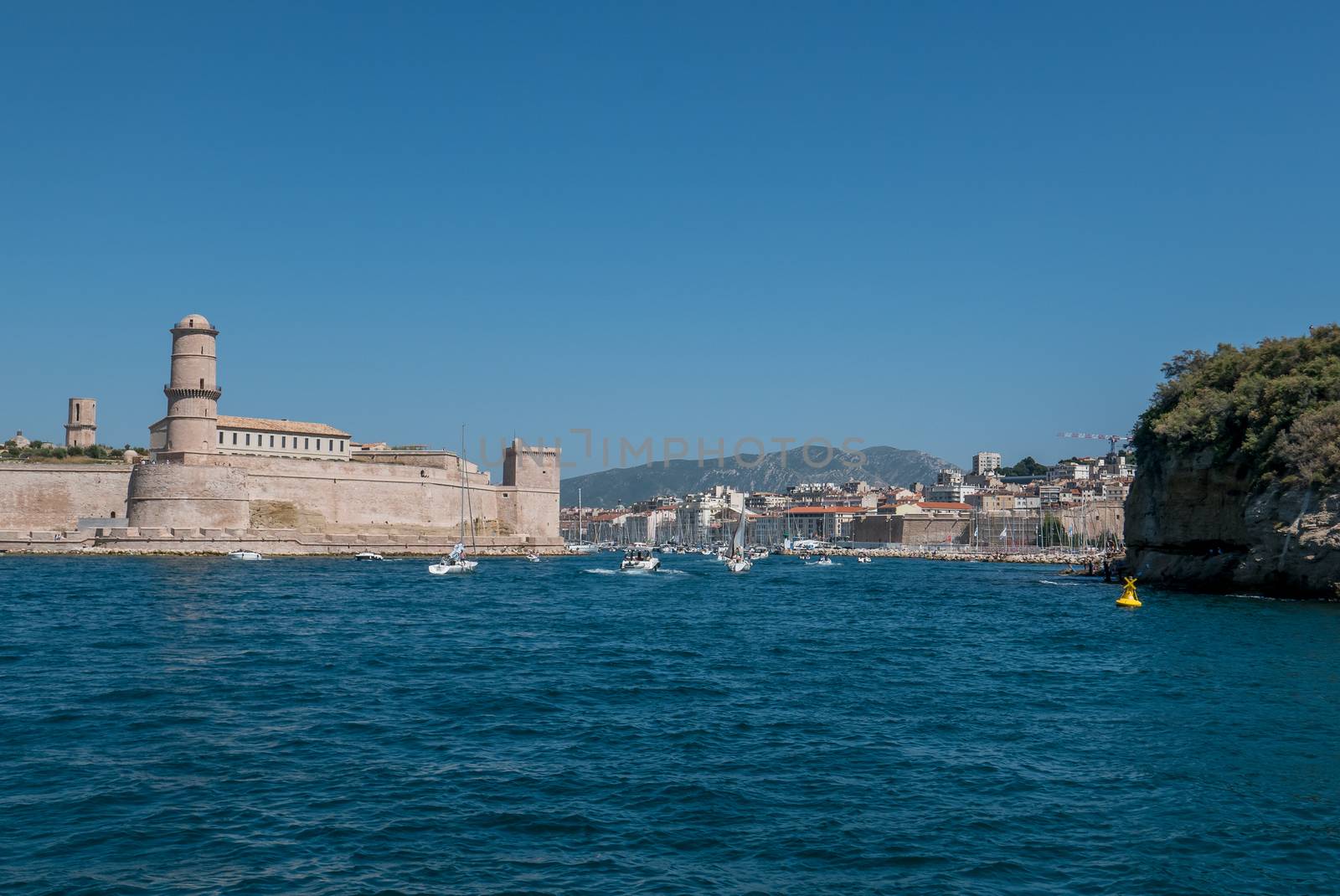 entrance to the old port of Marseille, France. boat ride