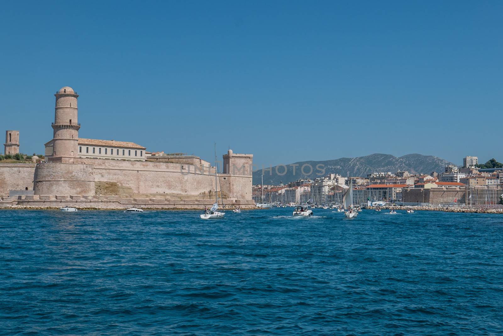 entrance to the old port of Marseille, France. boat ride
