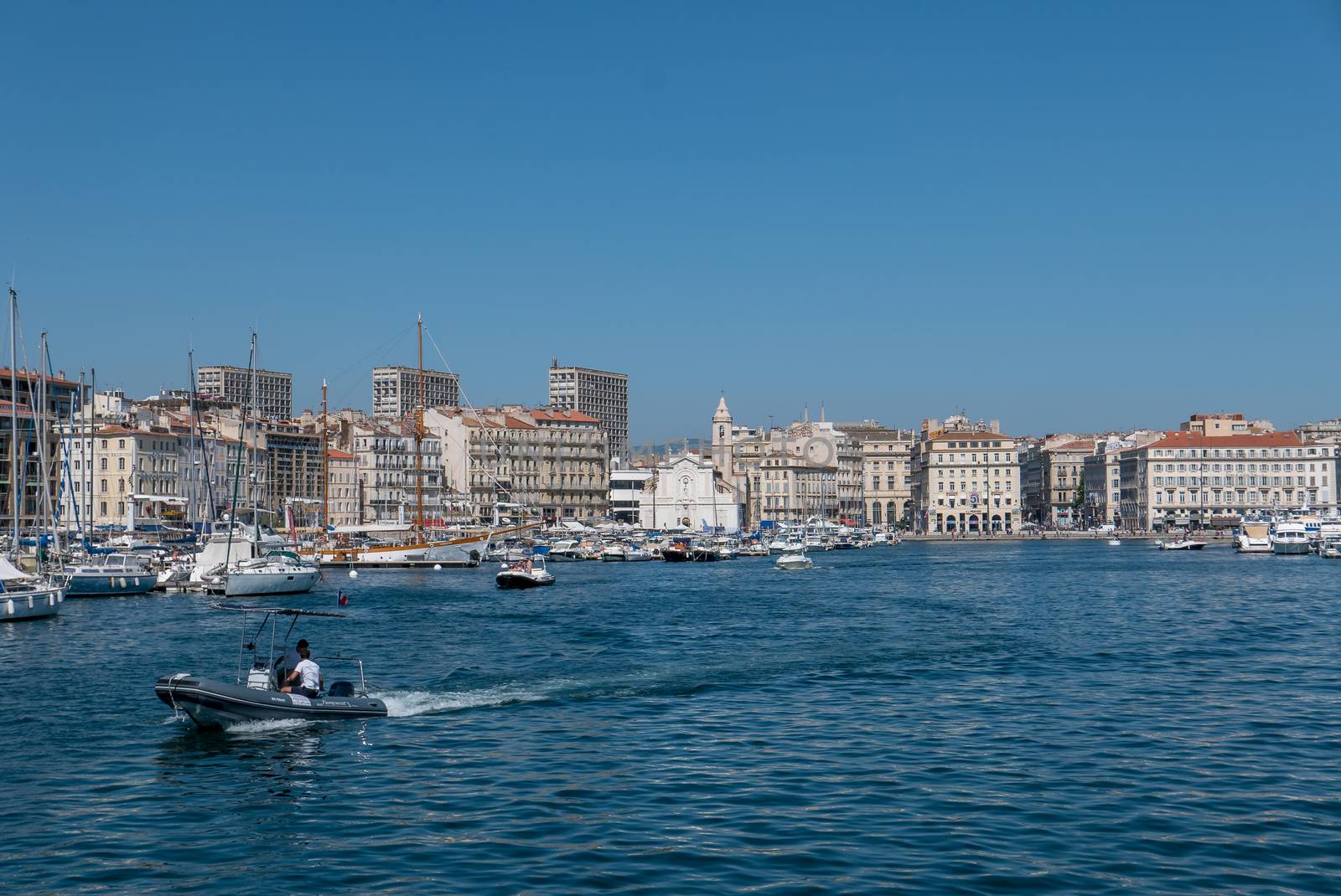 entrance to the old port of Marseille, France. boat ride