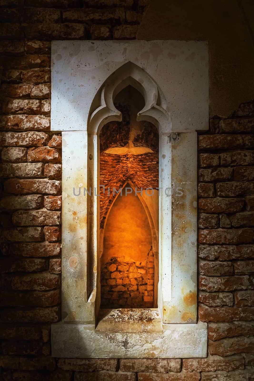 Window in Old Gothic-Renaissance castle in Transylvania