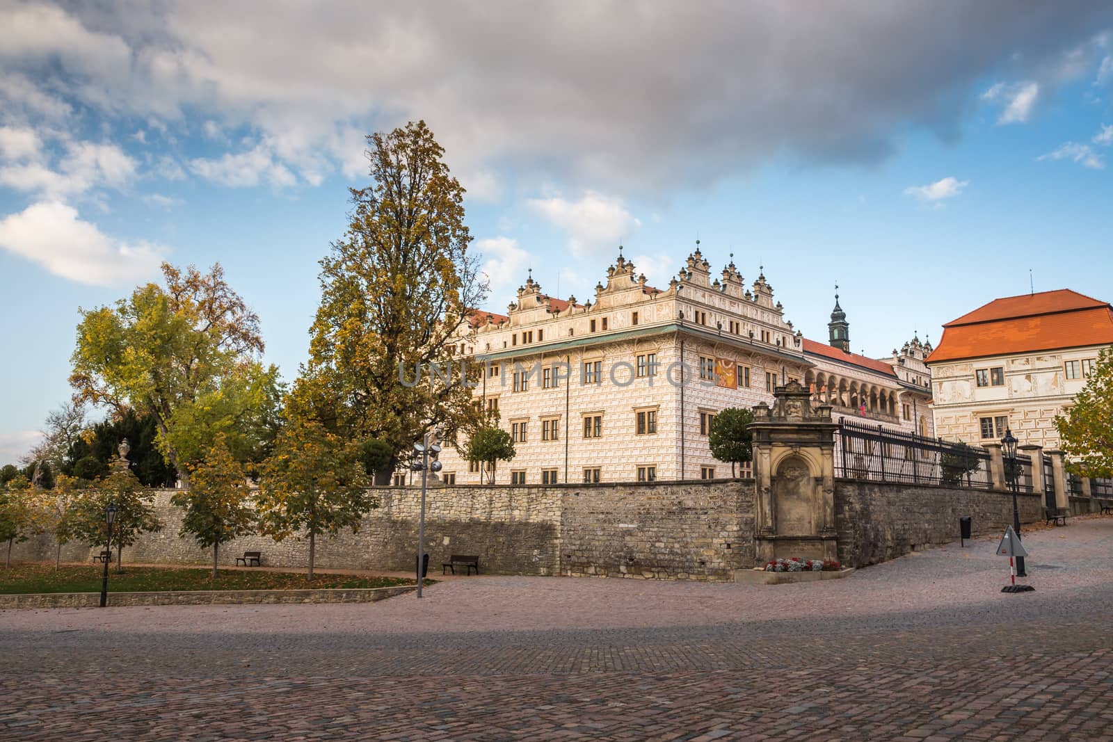 View of Litomysl Castle, one of the largest Renaissance castles in the Czech Republic. UNESCO World Heritage Site. Sunny wethe wit few clouds in the sky. by petrsvoboda91