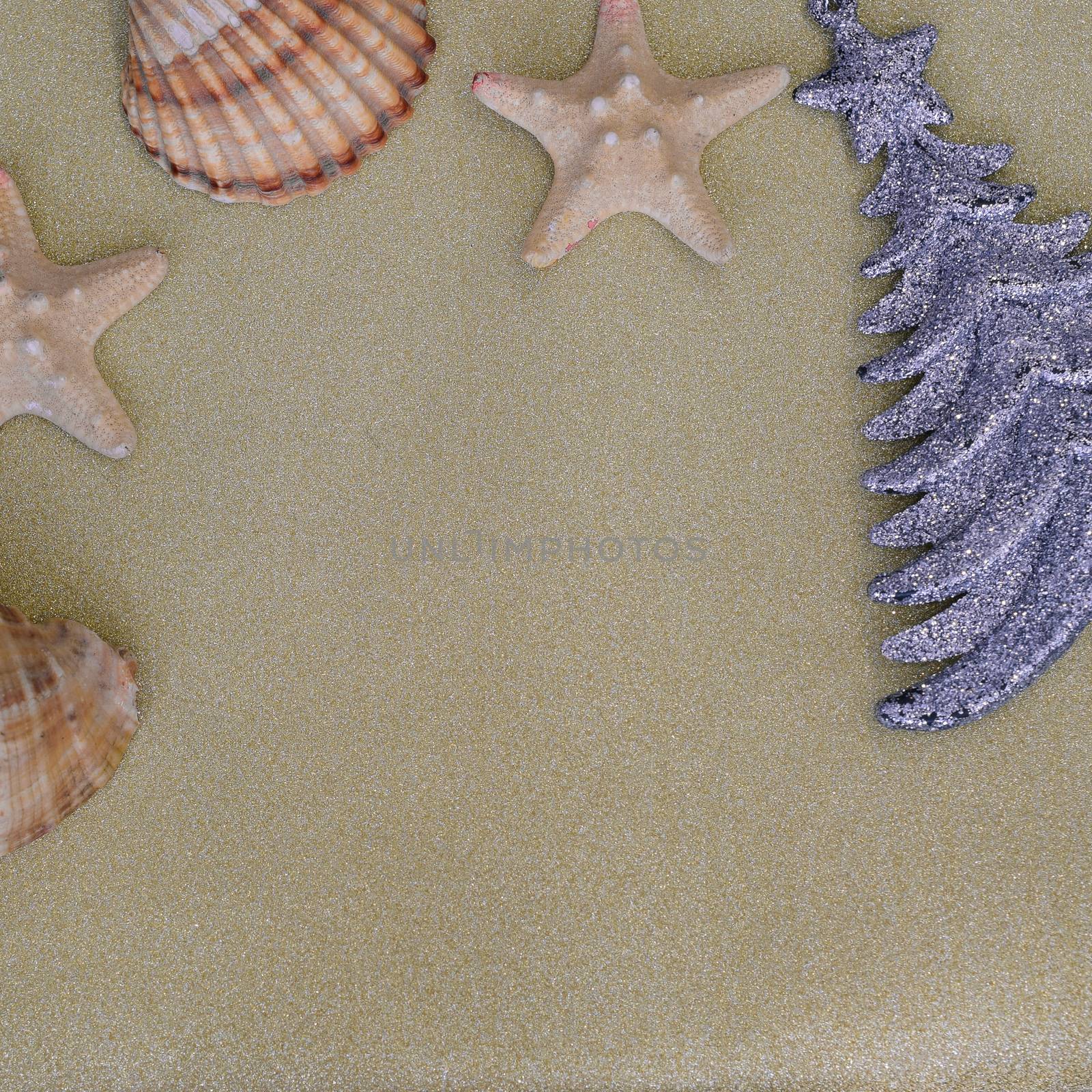 Christmas decorations and Christmas toys combined with sea stars and shells by alexandr_sorokin