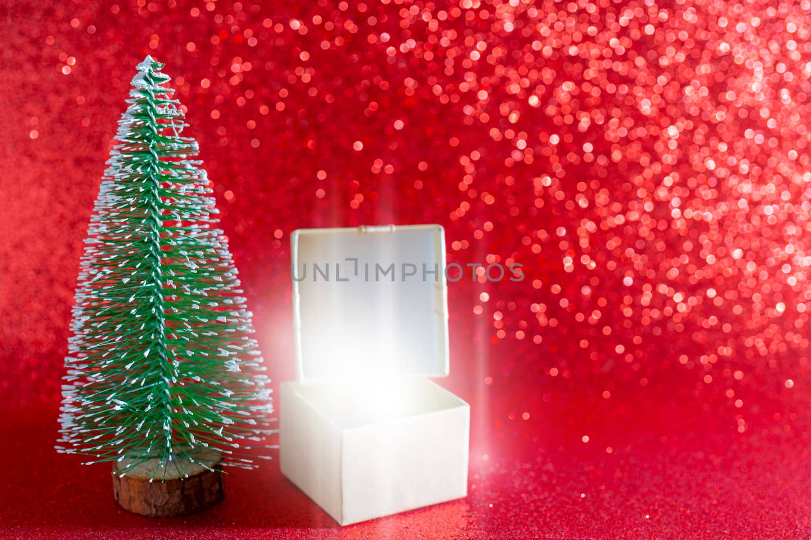 Christmas tree and gift box.