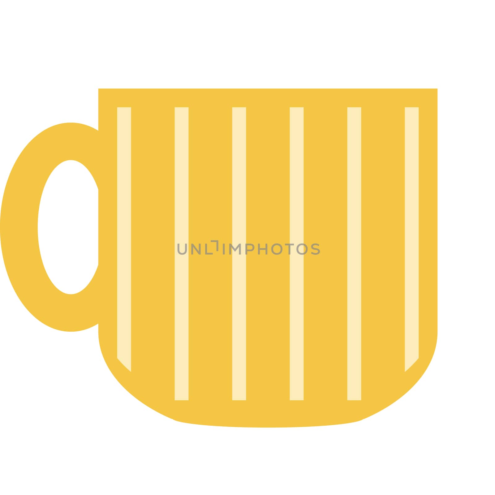 yellow beer mug in a flat style on a white background