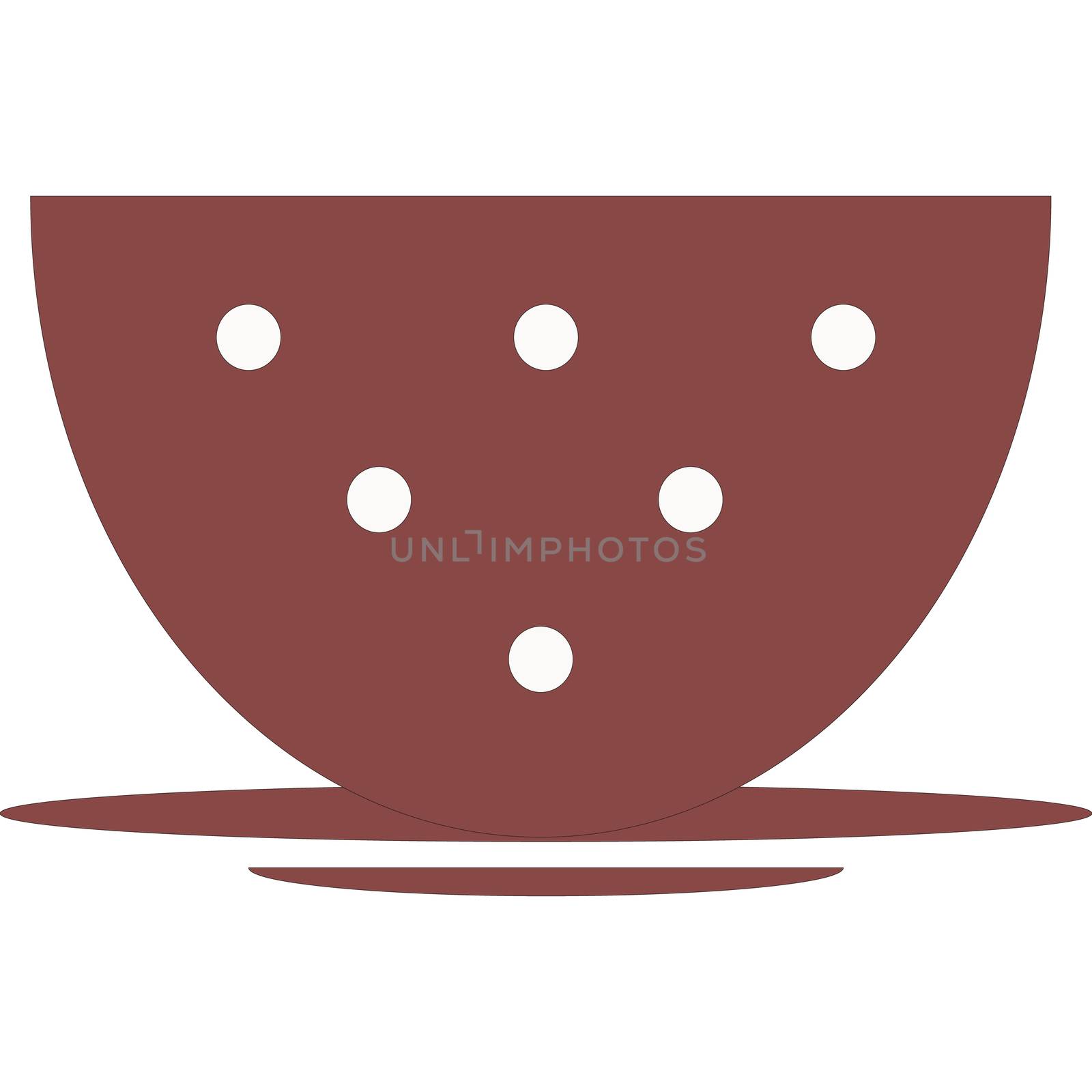 Isolated empty red mug, cup, polka dots, illustration