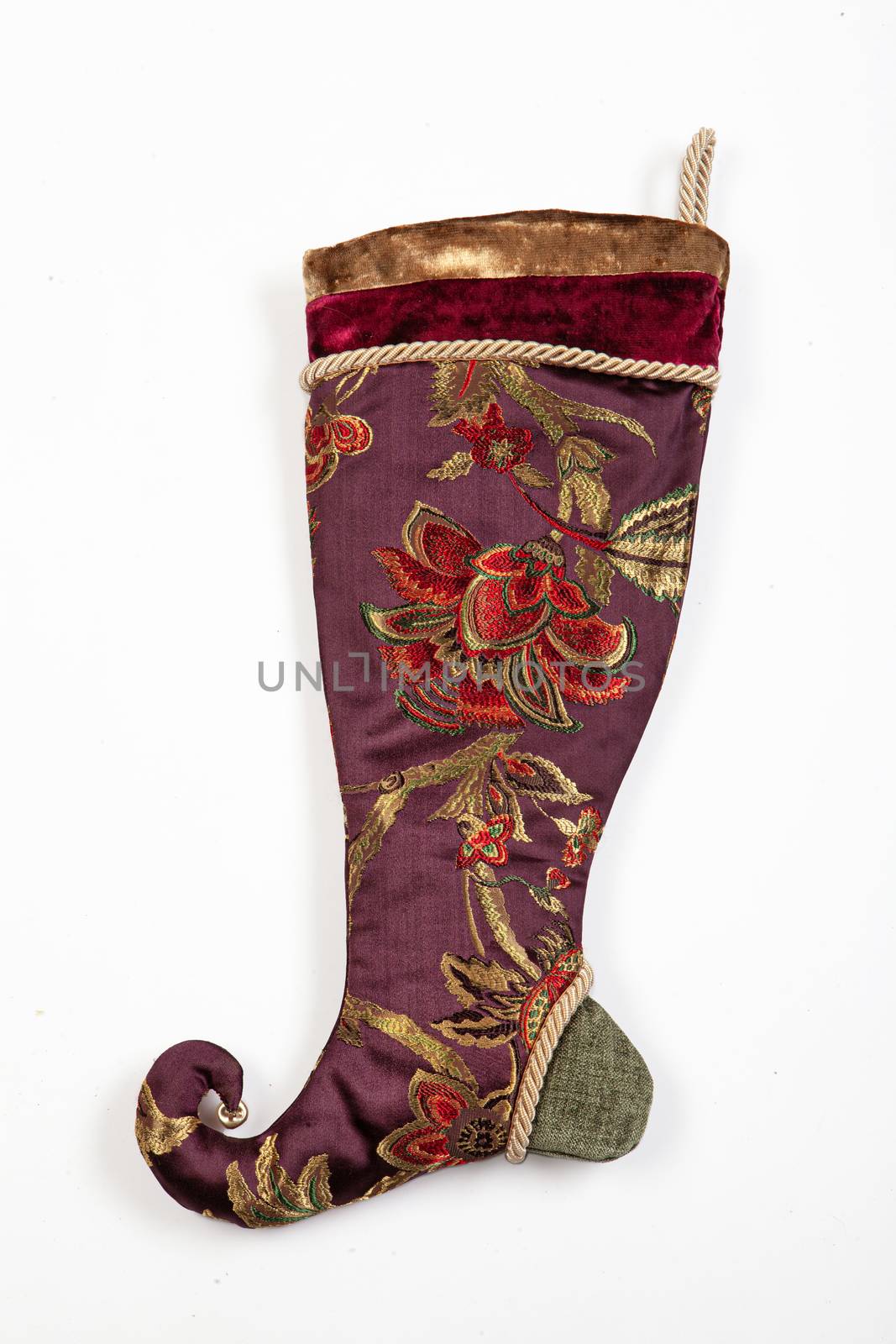 Christmas sock on a white isolated background
