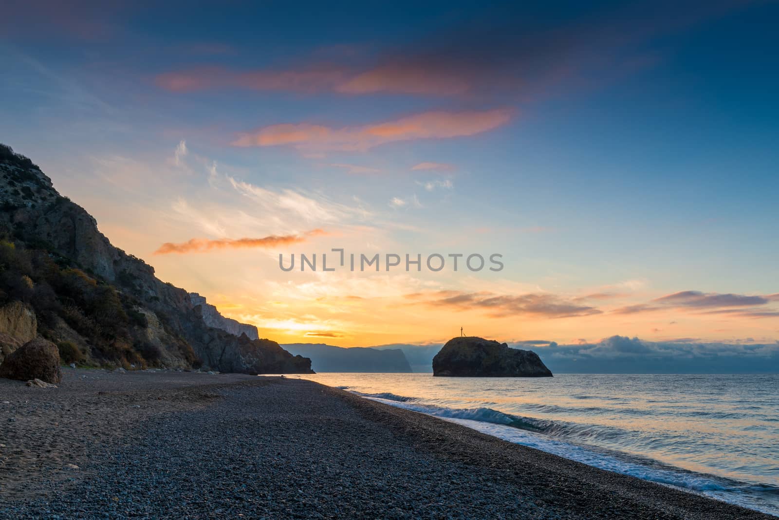 Beautiful sky in the early morning above the beach and the sea by kosmsos111