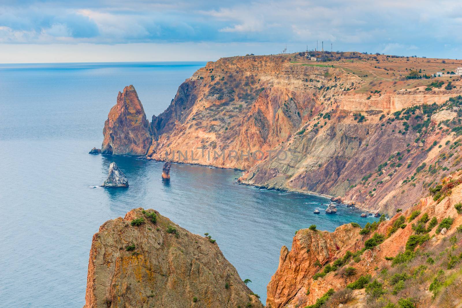 Top view of Cape Fiolent and the Black Sea in Russia, Crimea by kosmsos111