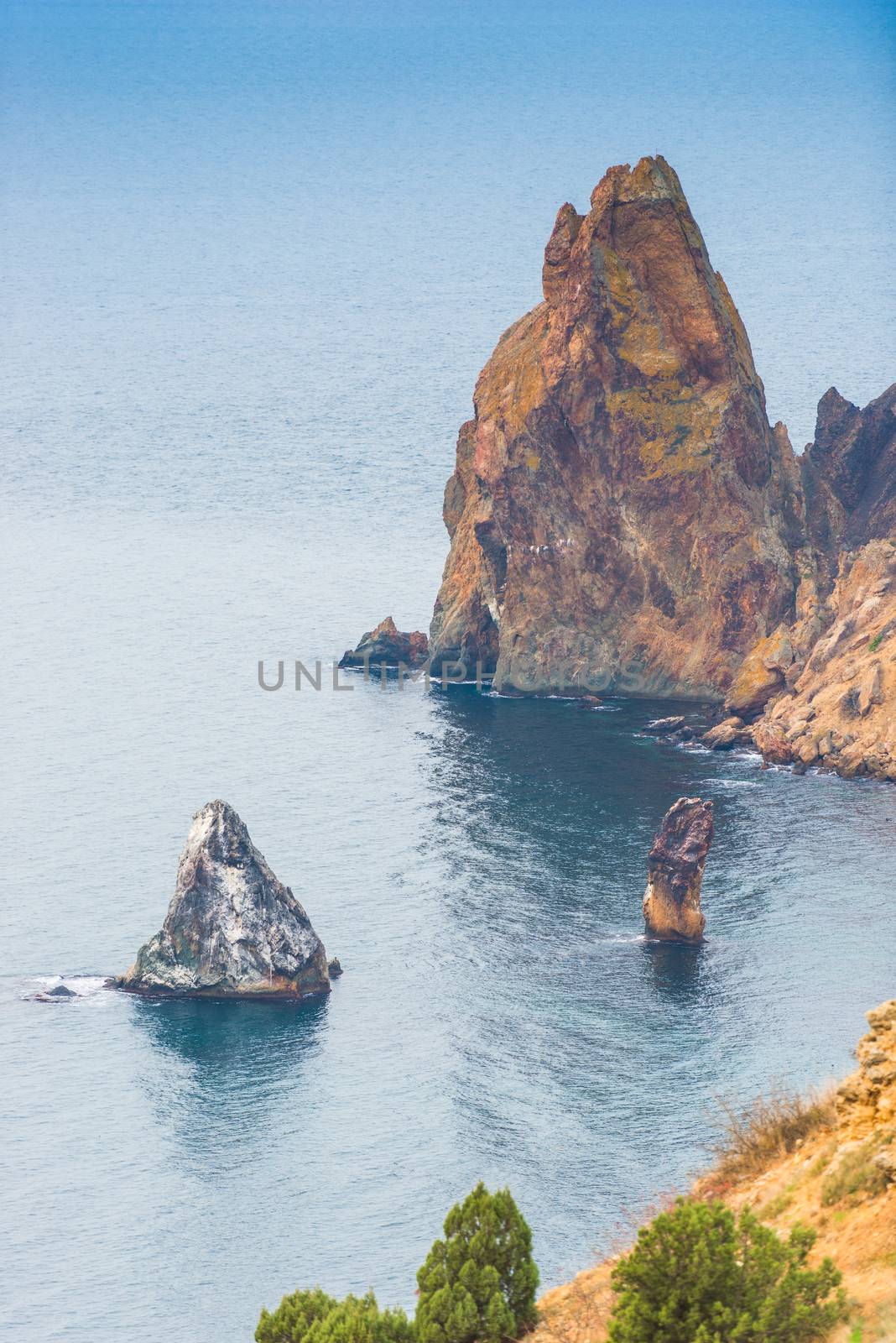 Vertical photography - view of Cape Fiolent, Crimea, Russia