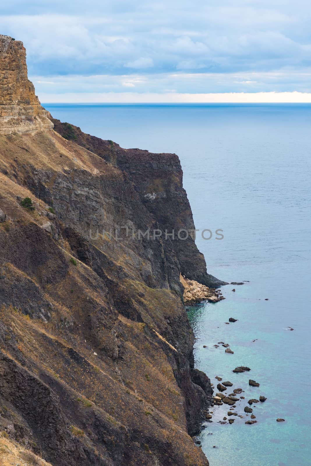 View of the rocky picturesque shore and the sea, the Crimea peninsula