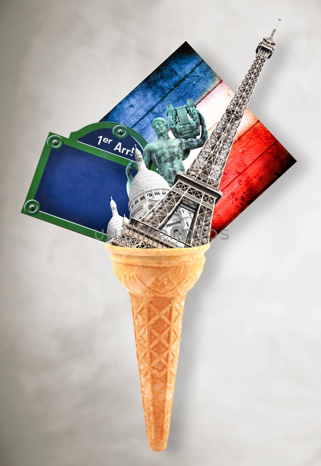 The city of Paris in an ice cream cone