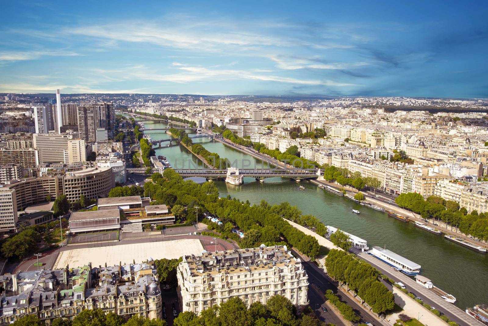 Paris view from the top of the Eiffel Tower