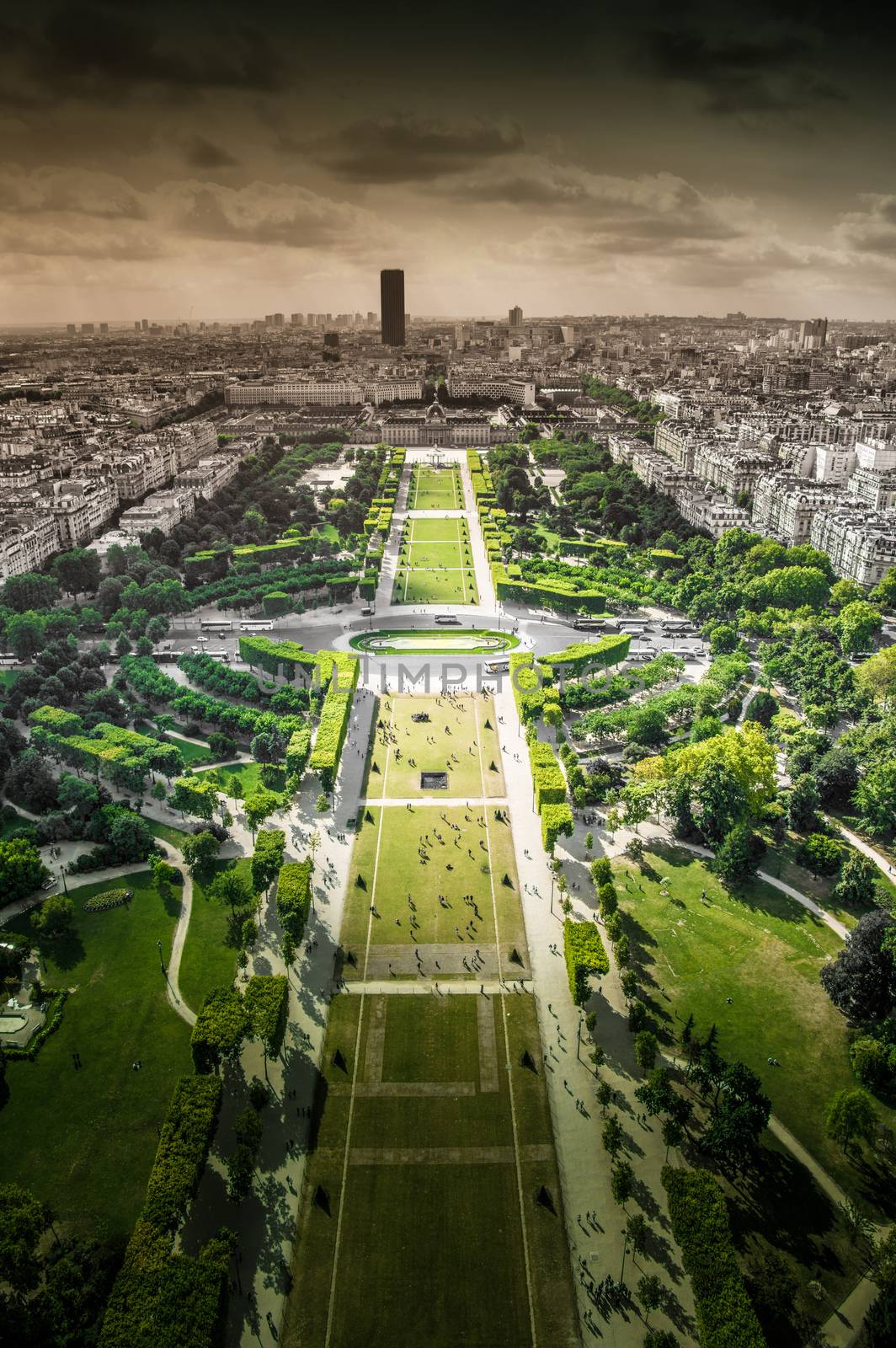 Paris view from the top of the Eiffel Tower