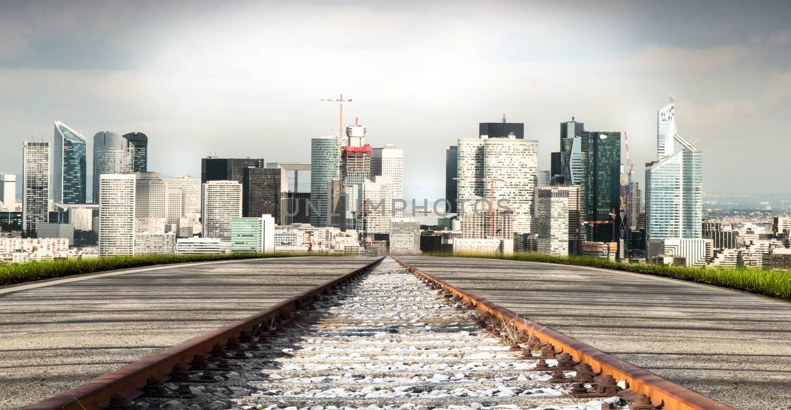 view of Skyline of Paris from the railroad