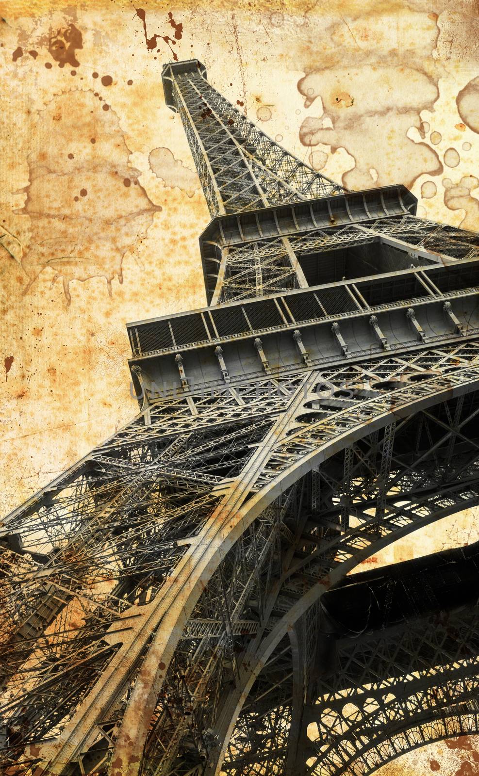 old postcard of Eiffel Tower