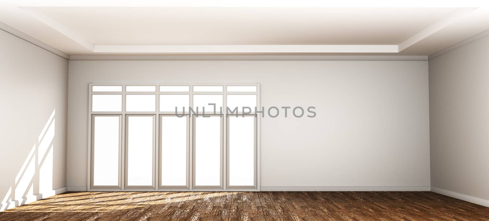 Empty room interior background with door. 3d rendering