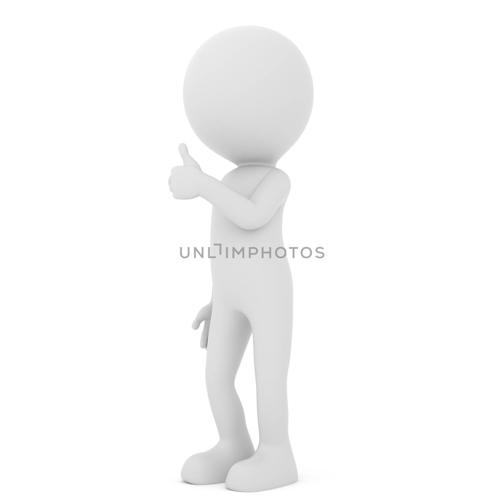 Man showing positive thumb up - human people character. 3D rende by Minny0012011@hotmail.com