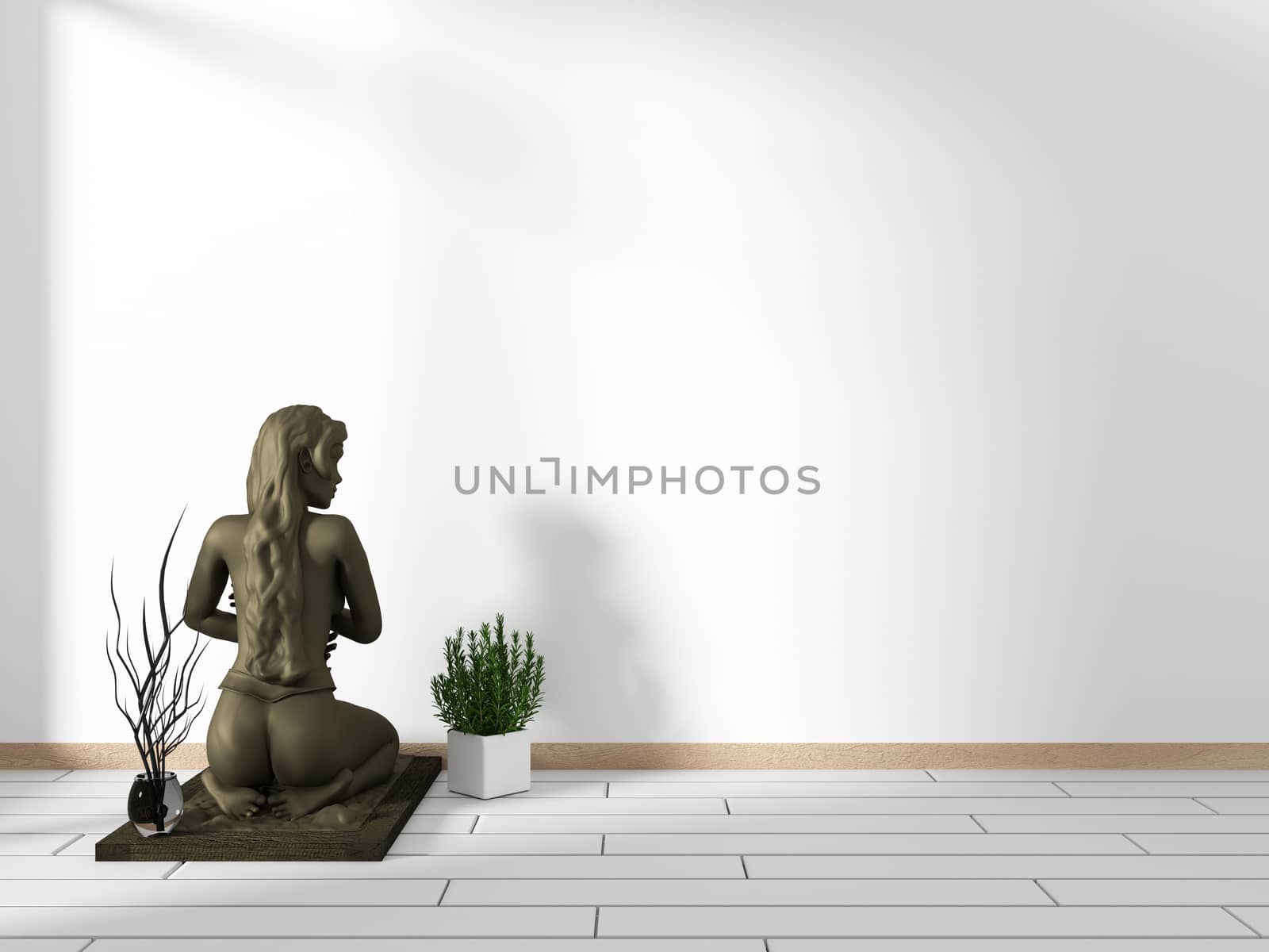 empty white room interior. 3d rendering