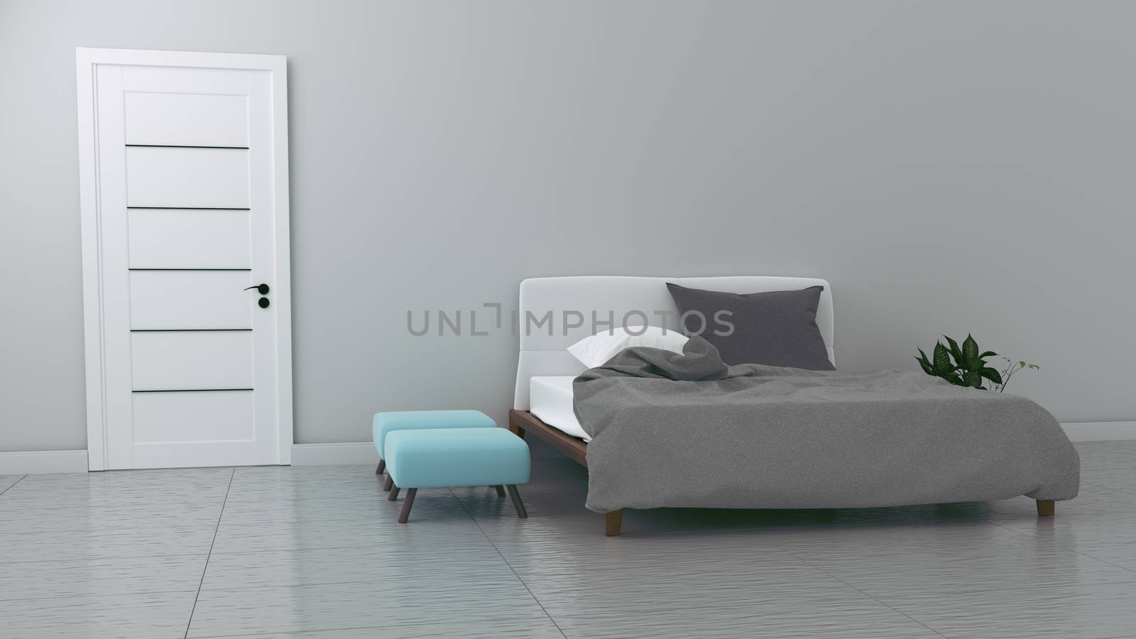 Modern bedroom interior. 3d rendering