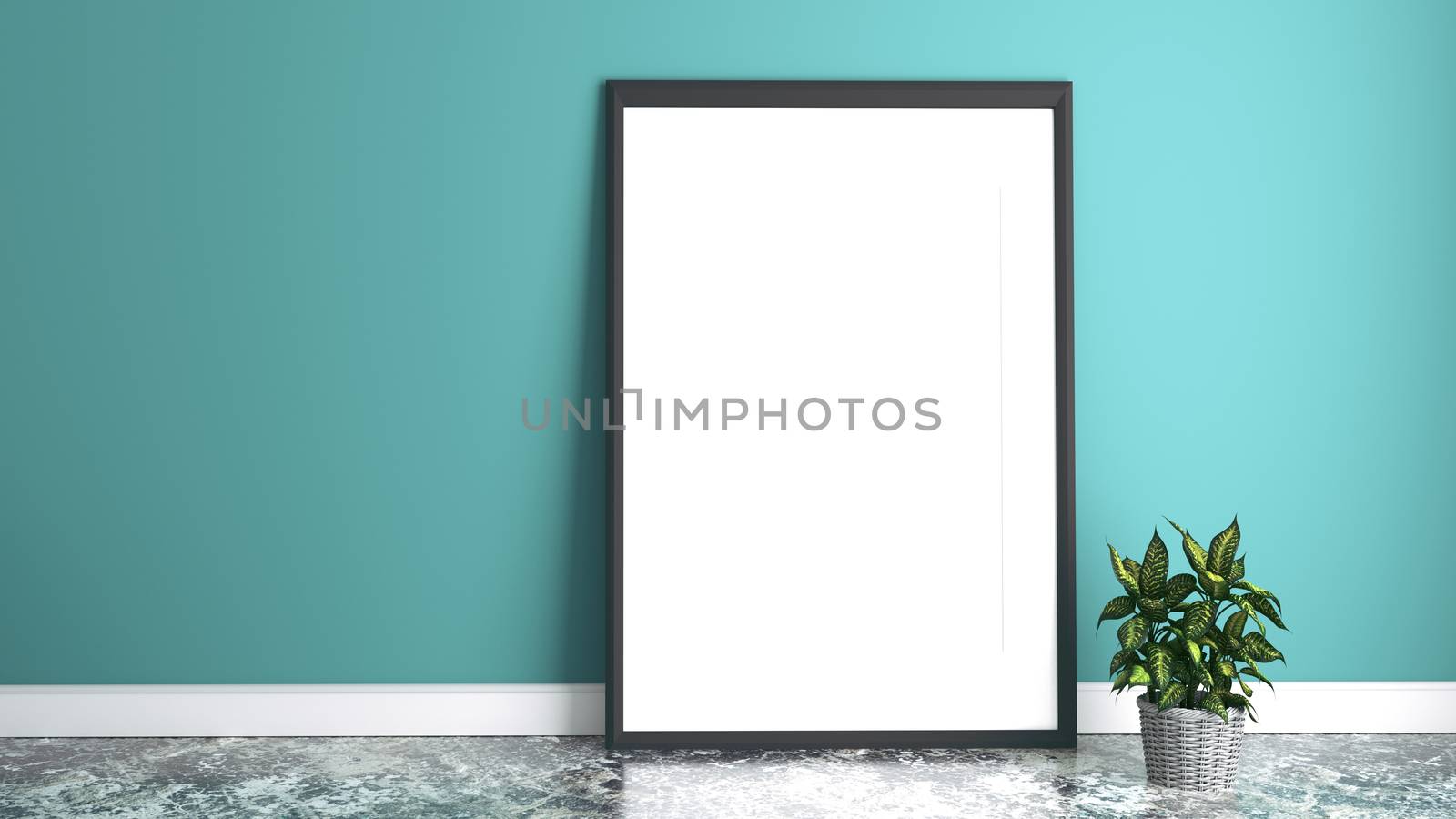 White picture frame. 3D rendering