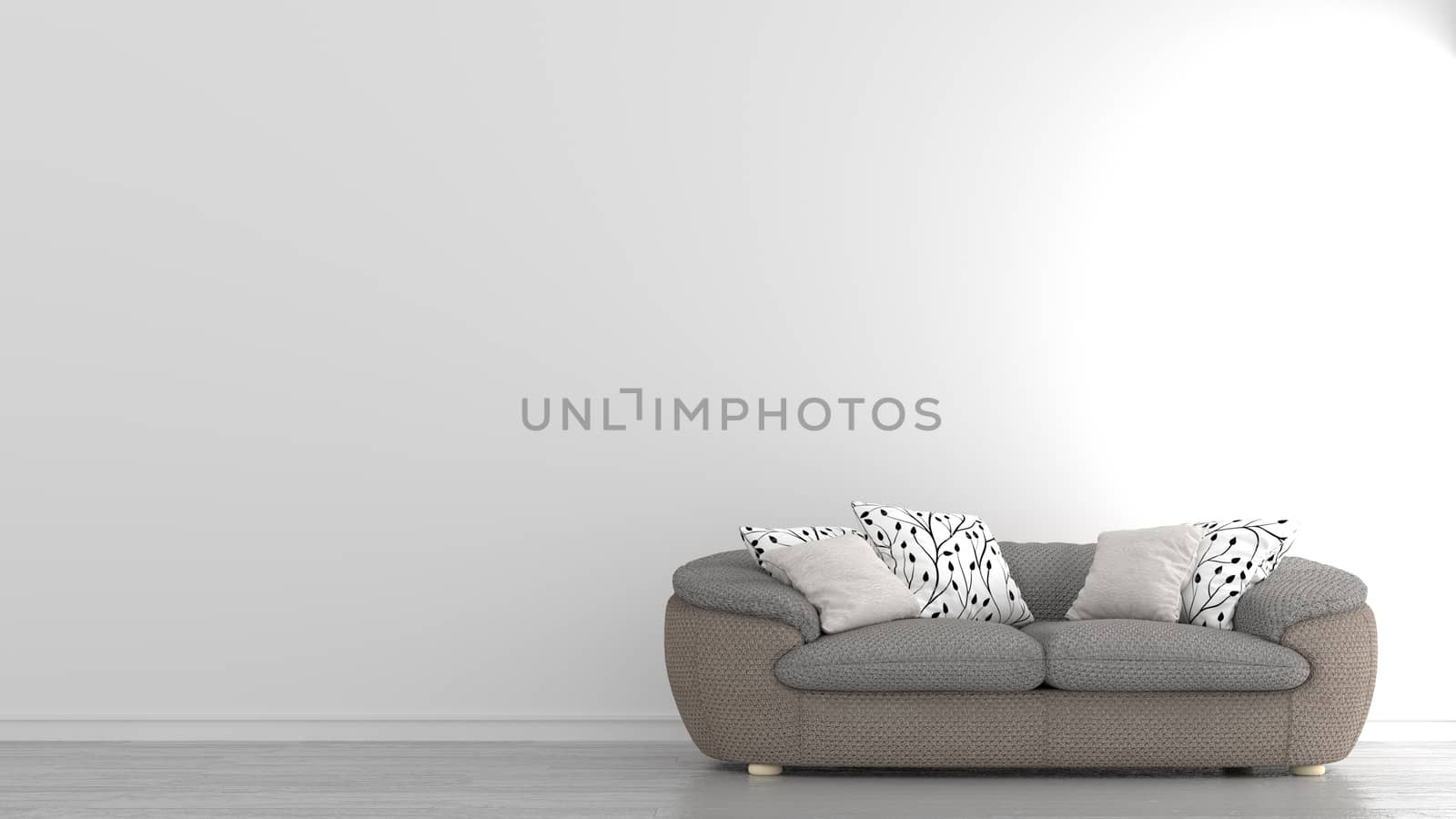 Empty interior, sofa in white room by Minny0012011@hotmail.com