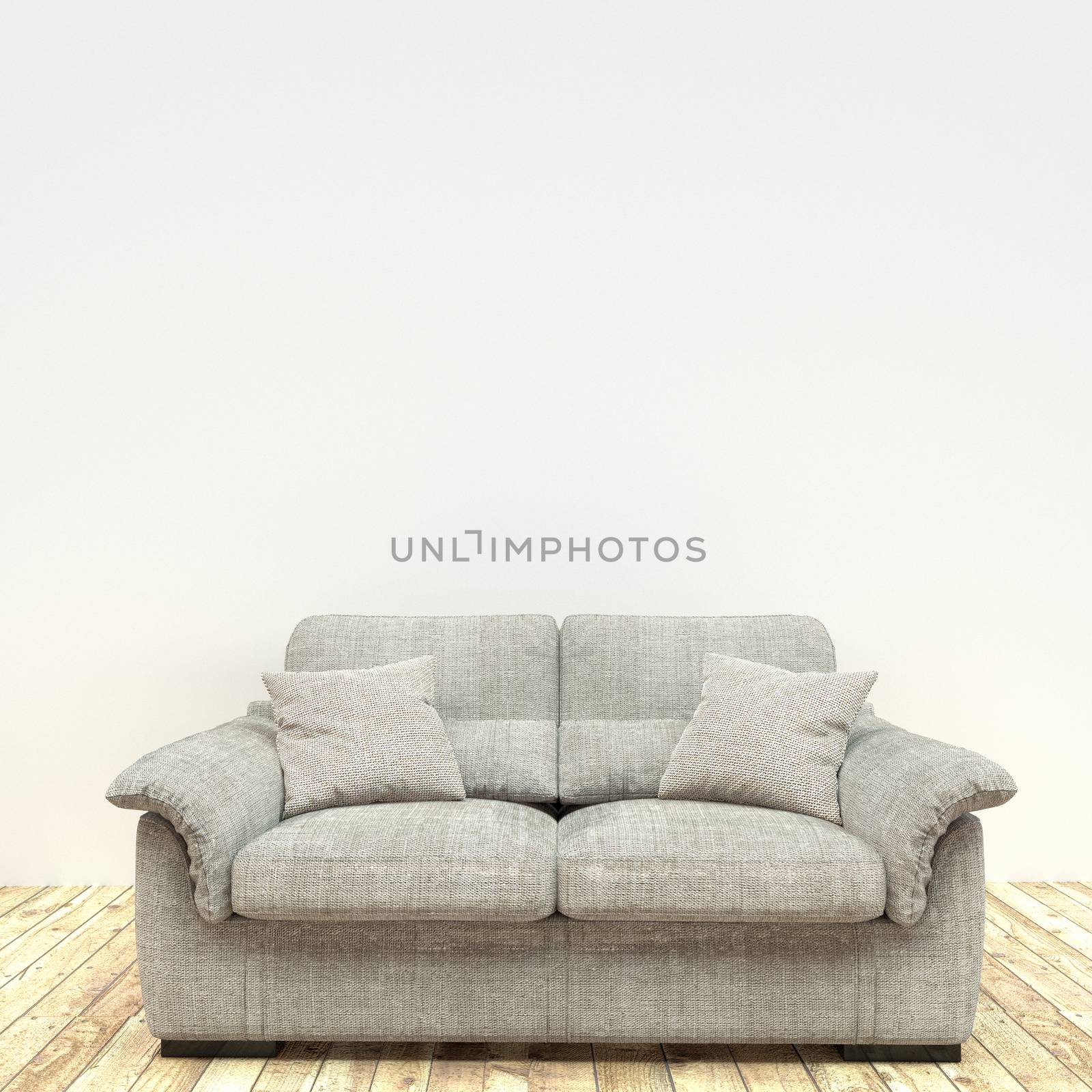 Simple poster with sofa and plants on white wall in living room  by Minny0012011@hotmail.com