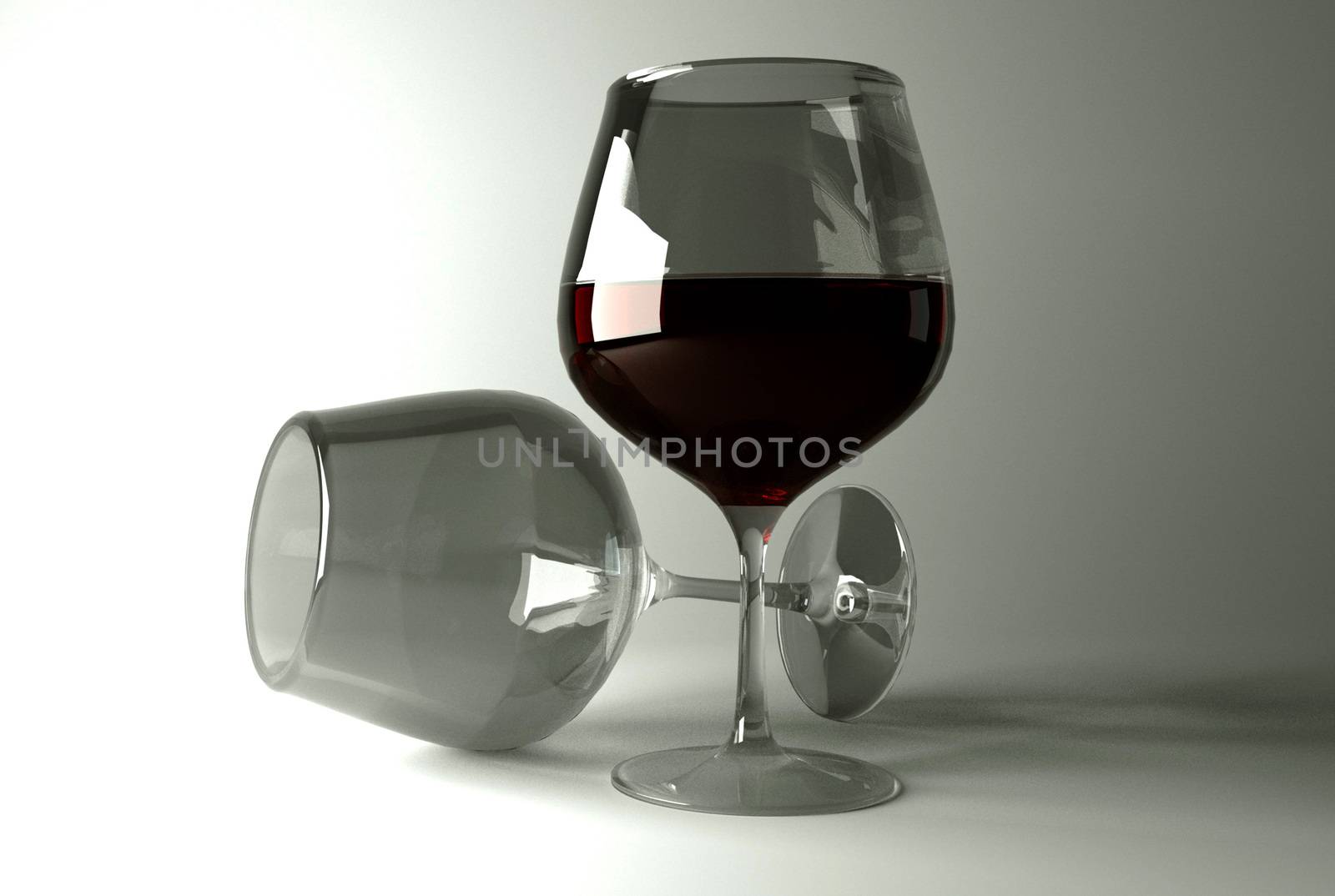 Wine - Glasses isolated white background. 3D rendering by Minny0012011@hotmail.com