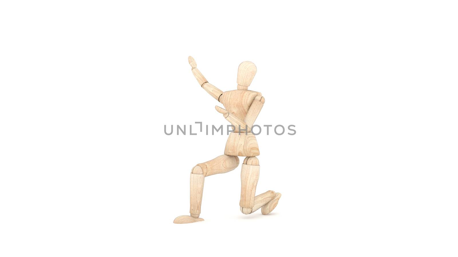 Stand Wooden Dummy. 3D rendering