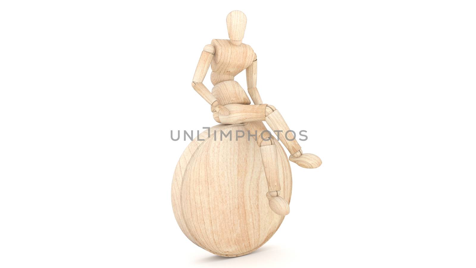 Wooden Dummy Sit. 3D rendering