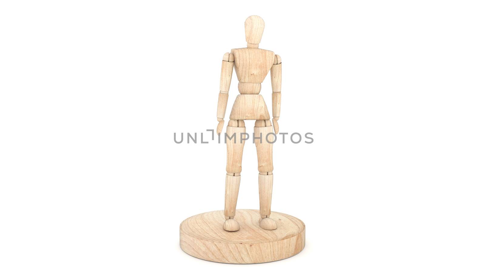 Wooden Dummy Stand, Show, Present. 3D rendering
