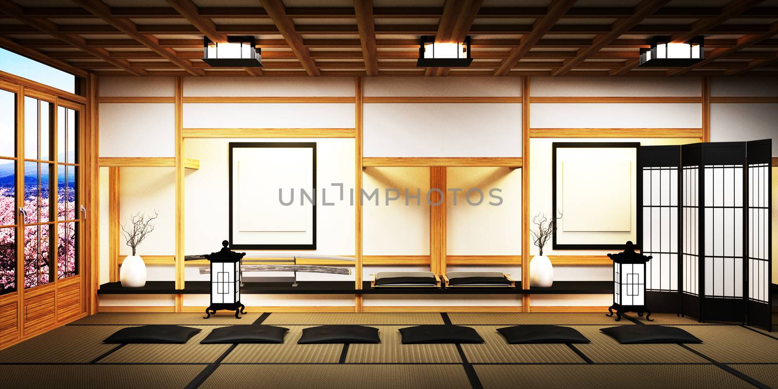 Room Design Japanese-style. 3D rendering