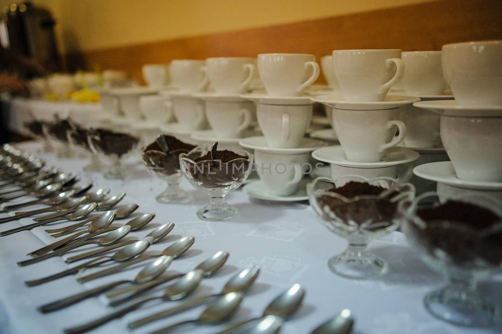 The elegant dinner table. Wedding table setting