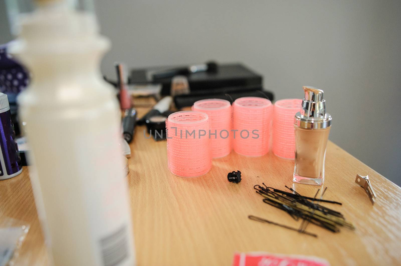 Colorful eyeshadows, accesories. Make up artist professional cosmetics