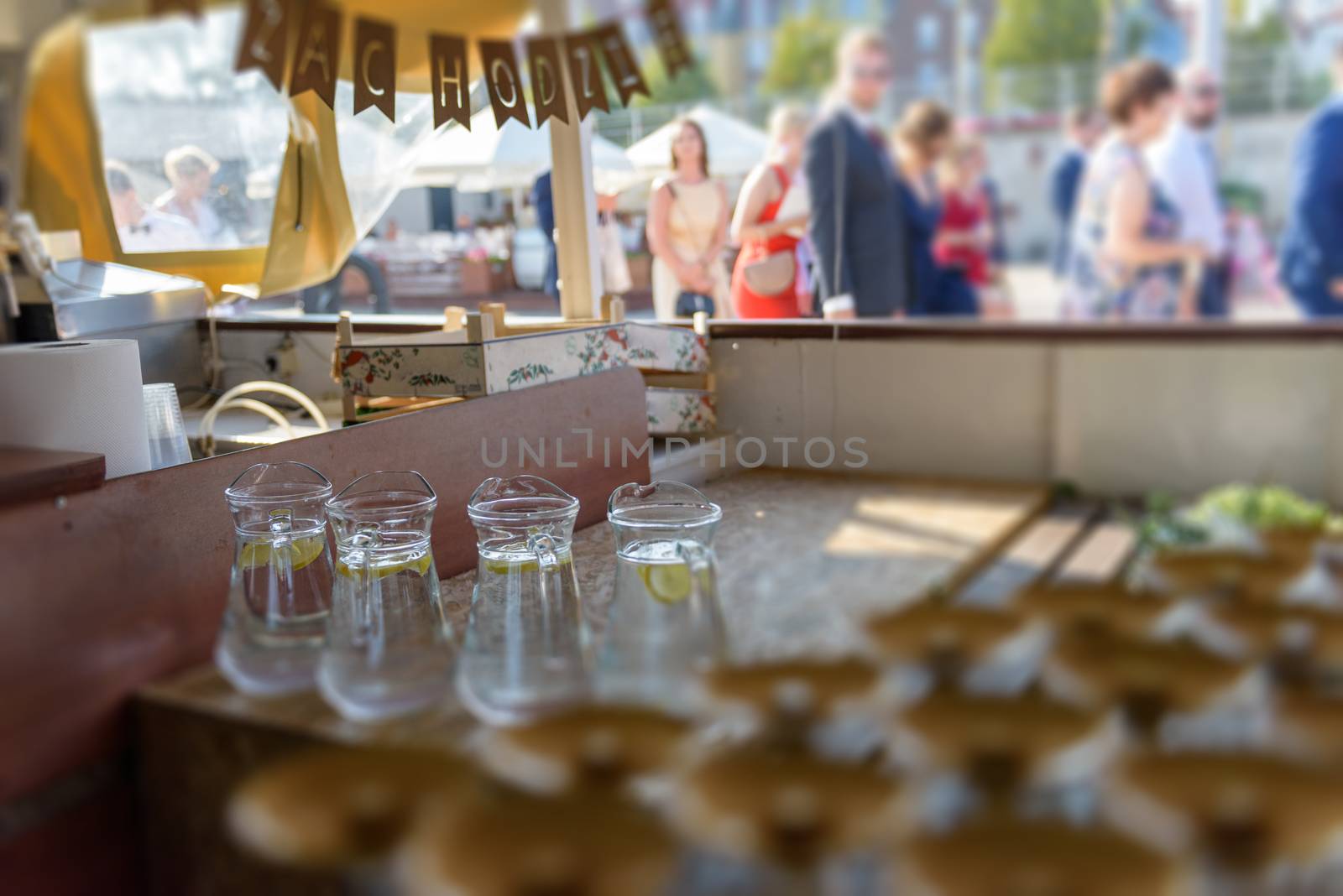 Beautifully decorated wedding table and other details at wedding hall. Wedding day