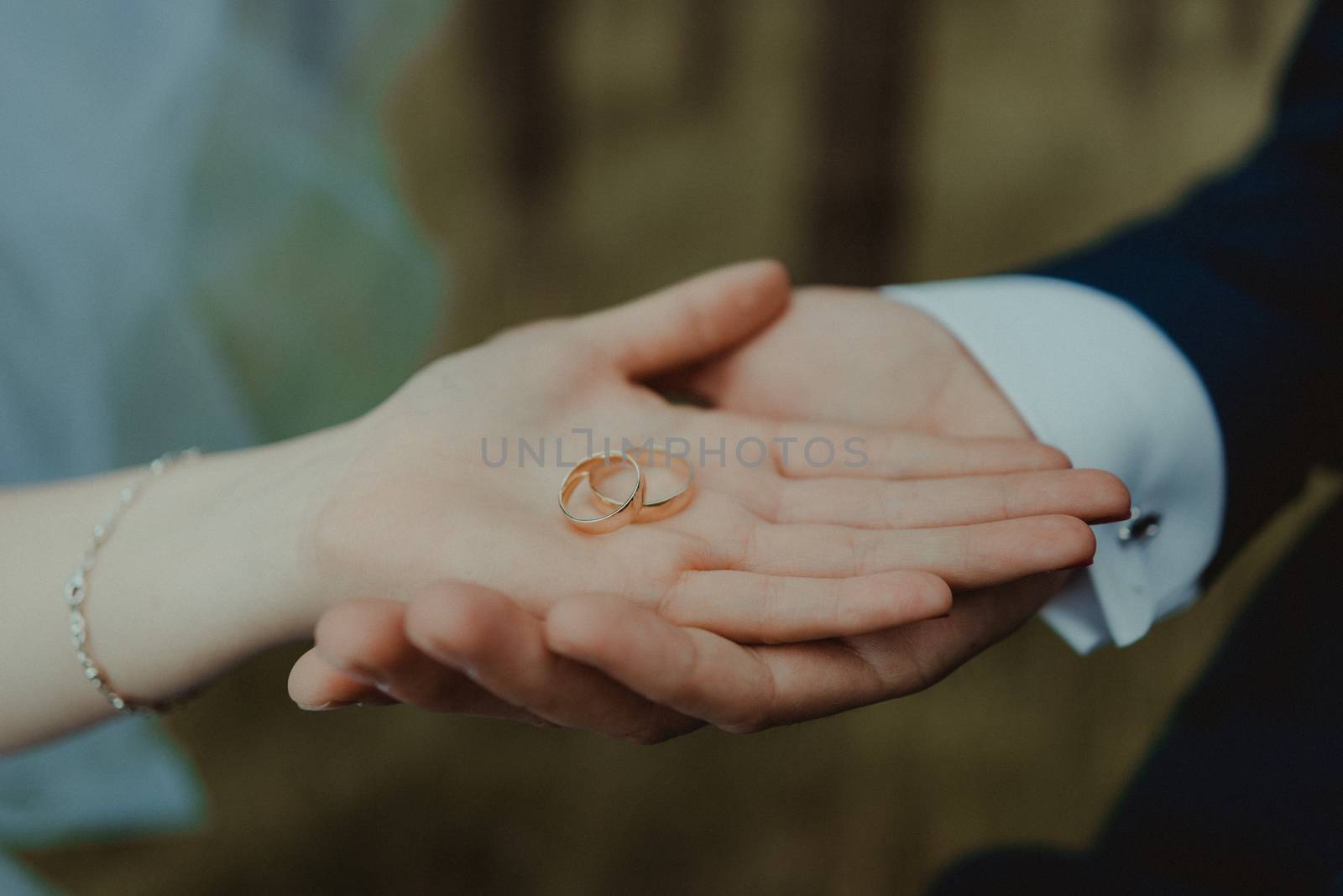 Beautiful two golden wedding rings. Made of highest quality material
