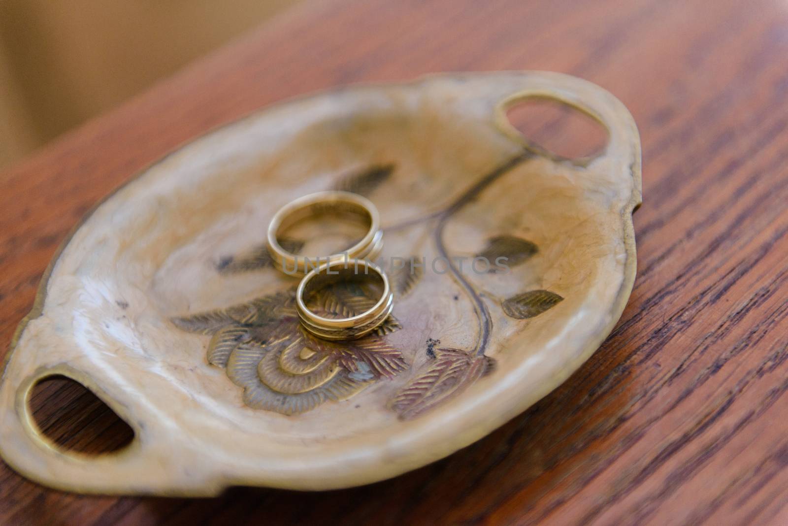 Beautiful two golden wedding rings. Made of highest quality material