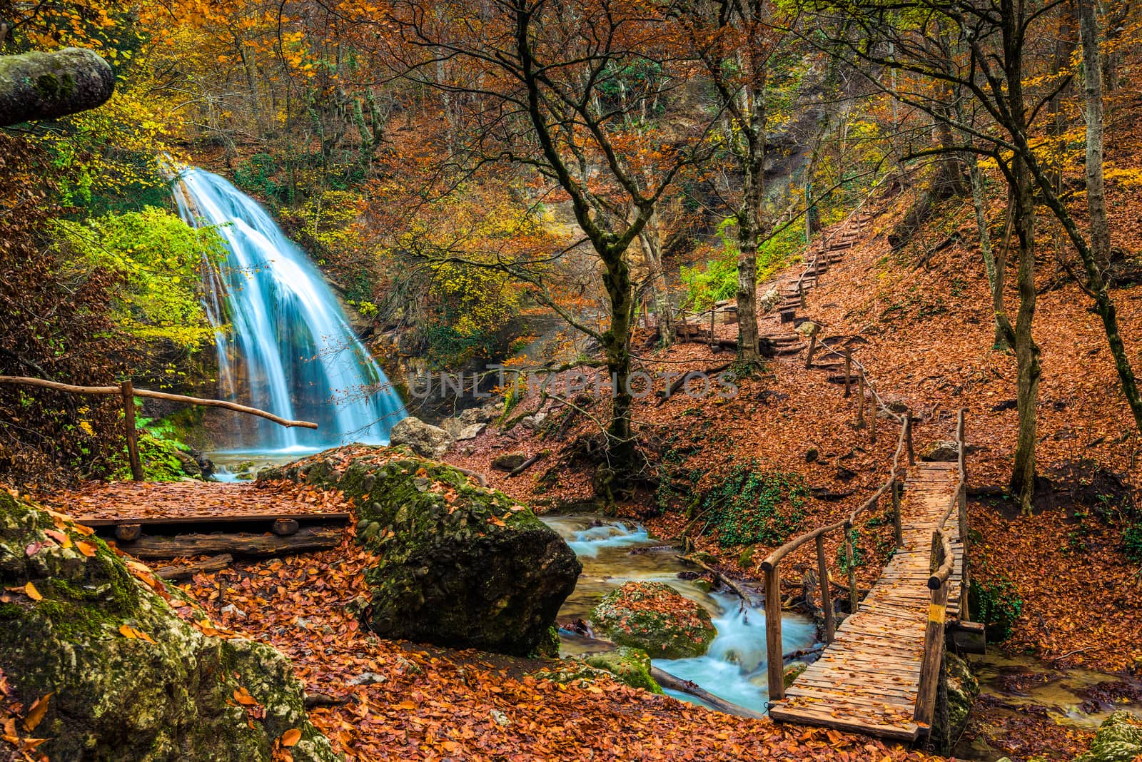 Autumn landscape, beautiful sights Jur-Jur waterfall in the moun by kosmsos111