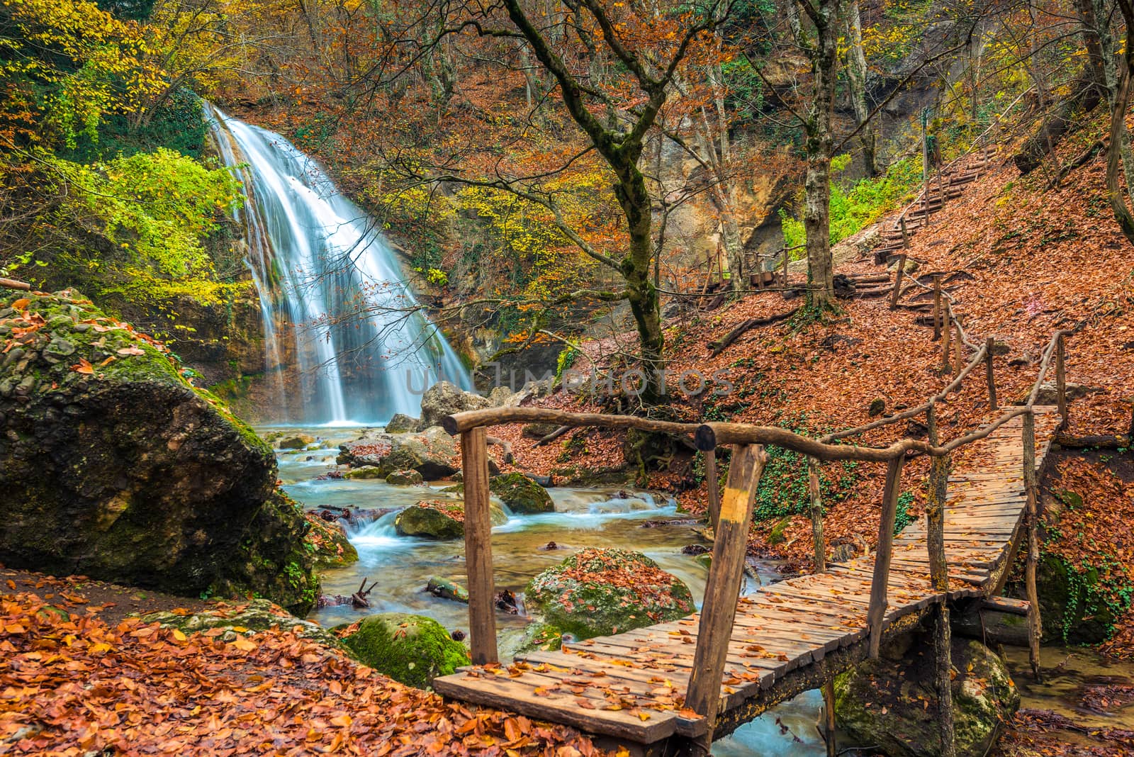 Postcard view of the waterfall Jur-Jur in the autumn season, the by kosmsos111