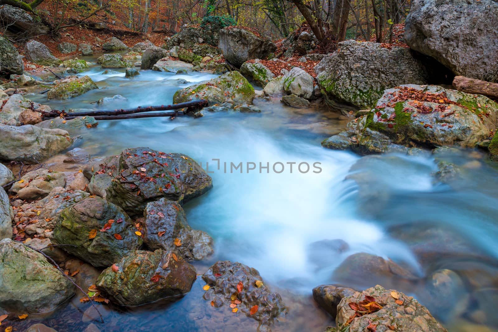 Mountain fast river with cold water, beautiful big stones, amazi by kosmsos111
