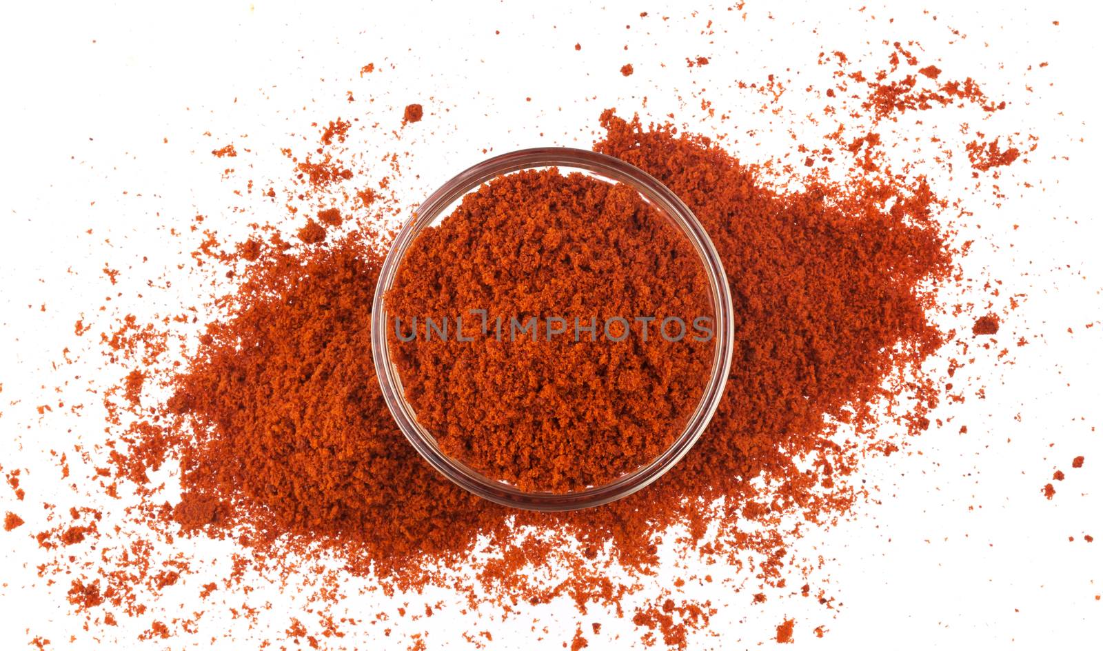 Red paprika powder isolated on white background. Top view by xamtiw