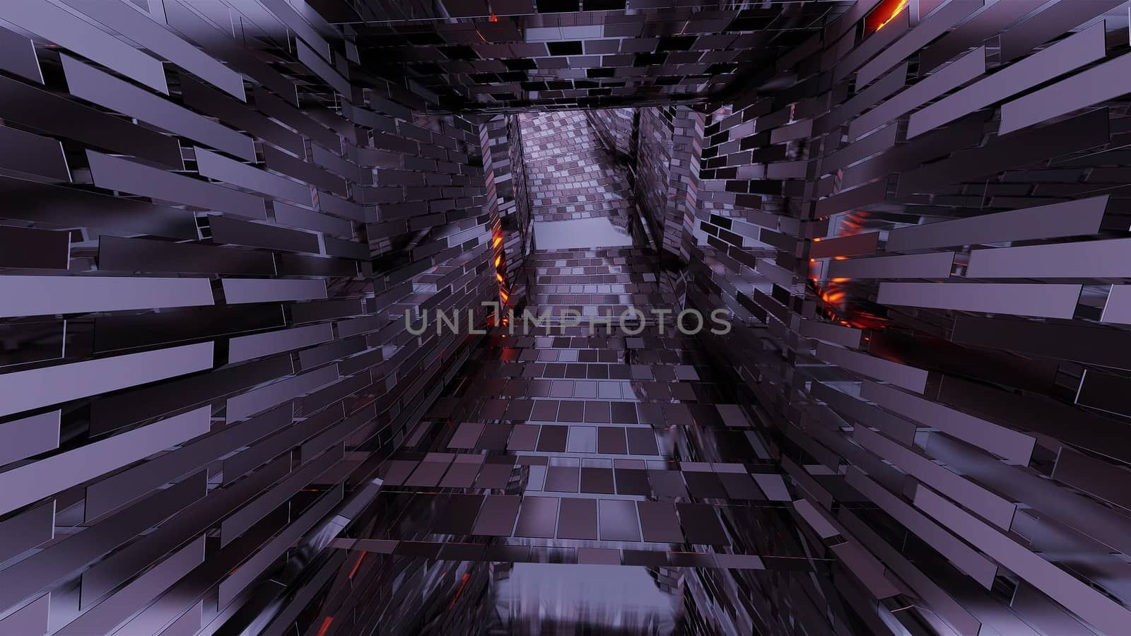 reflective fantasy dungeon tunnel corridor in middle age style and with bricks texture 3d illustration background wallpaper by tunnelmotions