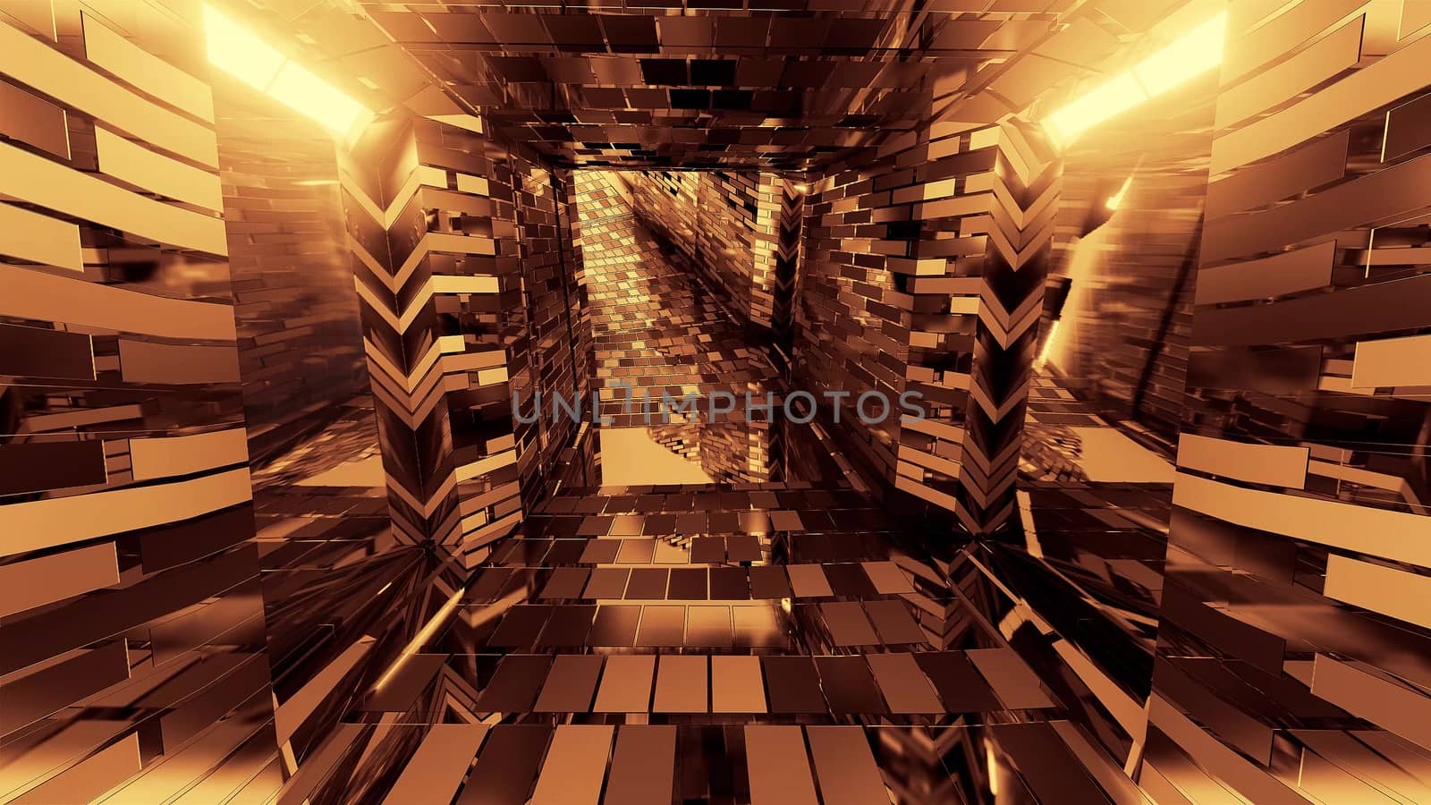 reflective fantasy dungeon tunnel corridor in middle age style and with bricks texture 3d illustration background wallpaper by tunnelmotions