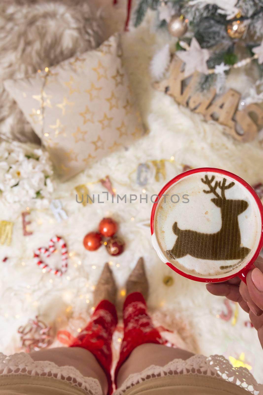 Christmas cheery mug of coffee festive cappuccino by lovleah