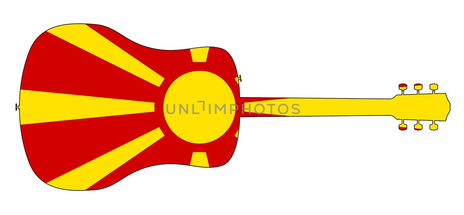 Acoustic Guitar Silhouette With Macedonian National Flag by Bigalbaloo